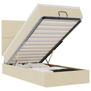 vidaXL Lit ottoman avec matelas cr&egrave;me 100x200 cm tissu