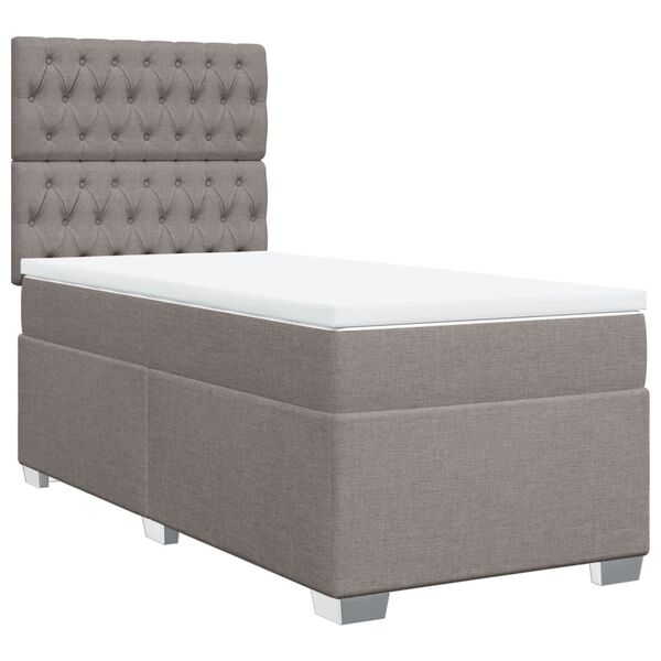 vidaXL Sommier &agrave; lattes de lit avec matelas Taupe 90x190 cm Tissu