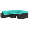 vidaXL Ensemble de canap&eacute; de jardin 10 pcs avec coussins noir r&eacute;sine tress&eacute;e
