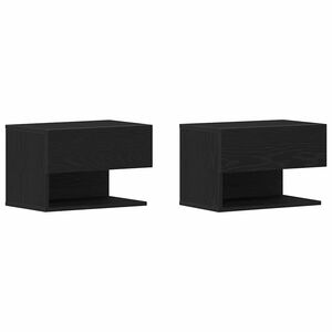 vidaXL Cabinet de chevet avec tiroir 2 pcs Ch&ecirc;ne noir 46 x 30 x 30 cm
