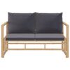 vidaXL Salon de jardin 2 pcs avec coussins gris foncé bambou