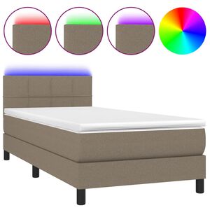 vidaXL Sommier &agrave; lattes de lit avec matelas LED Taupe 100x200 cm Tissu