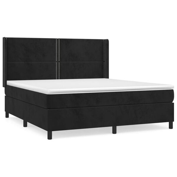 vidaXL Sommier &agrave; lattes de lit avec matelas Noir 180x200 cm Velours