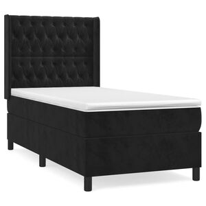 vidaXL Sommier &agrave; lattes de lit avec matelas Noir 90x200 cm Velours