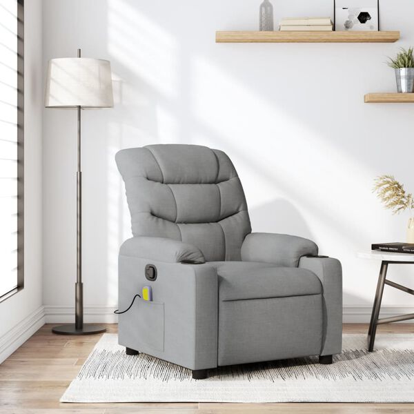 vidaXL Fauteuil inclinable de massage gris clair tissu
