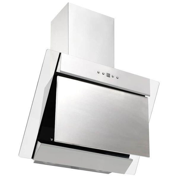 vidaXL Hotte murale 60 cm Acier inoxydable et verre tremp&eacute; Argent&eacute;