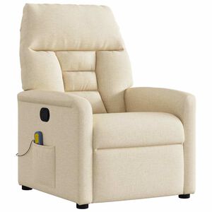vidaXL Fauteuil de massage inclinable Cr&egrave;me Tissu