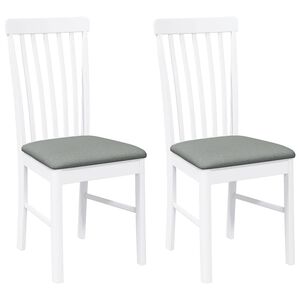 vidaXL Chaises &agrave; manger coussins 2 pcs blanc bois massif caoutchouc