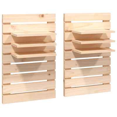 vidaXL Étagères de chevet murales 2 pcs Bois de pin massif