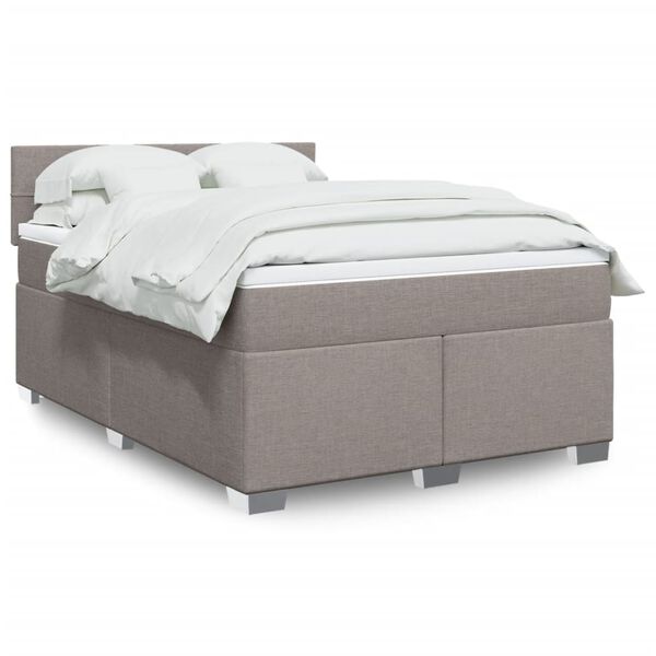 vidaXL Sommier &agrave; lattes de lit avec matelas Taupe 140x190 cm Tissu