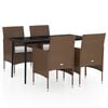 vidaXL Ensemble &agrave; manger de jardin coussins 5 pcs Marron/noir