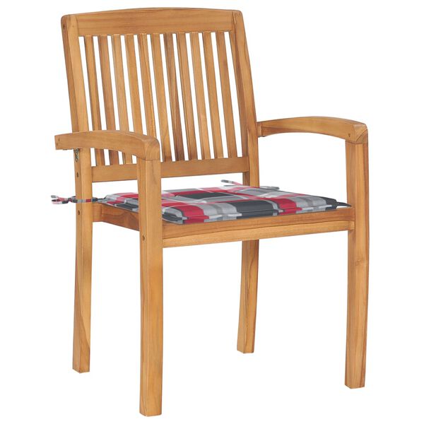 vidaXL Chaises de jardin empilables avec coussins lot de 6 Teck solide