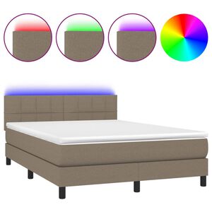 vidaXL Sommier &agrave; lattes de lit avec matelas LED Taupe 140x200 cm Tissu