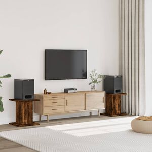 vidaXL Supports de haut-parleurs 2 pcs ch&ecirc;ne fum&eacute; bois d'ing&eacute;nierie