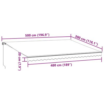 vidaXL Auvent manuel rétractable anthracite et blanc 500x300 cm