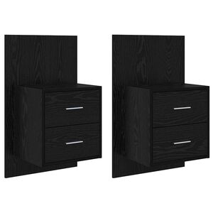 vidaXL Cabinet de chevet mural 2 pcs Ch&ecirc;ne noir 48,5 x 32,5 x 80 cm