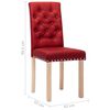 vidaXL Chaises &agrave; manger lot de 2 rouge bordeaux tissu