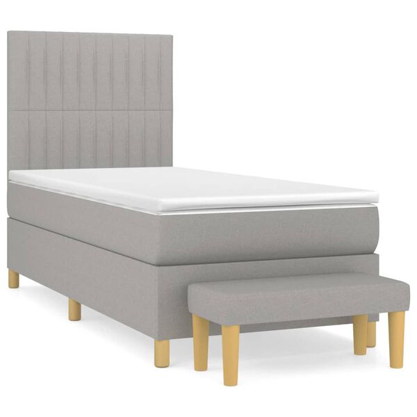 vidaXL Sommier &agrave; lattes de lit avec matelas Gris clair 100x200cm Tissu