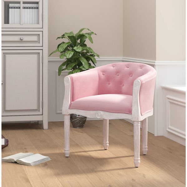 vidaXL Chaise &agrave; manger Rose Velours