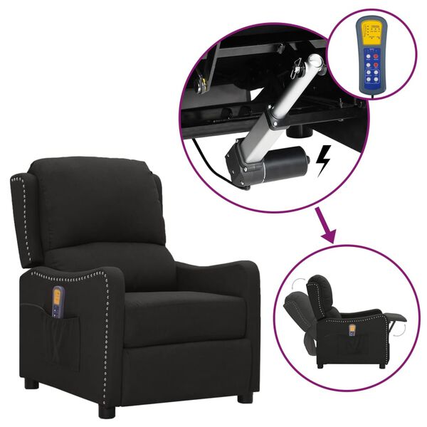 vidaXL Fauteuil de massage Noir Tissu