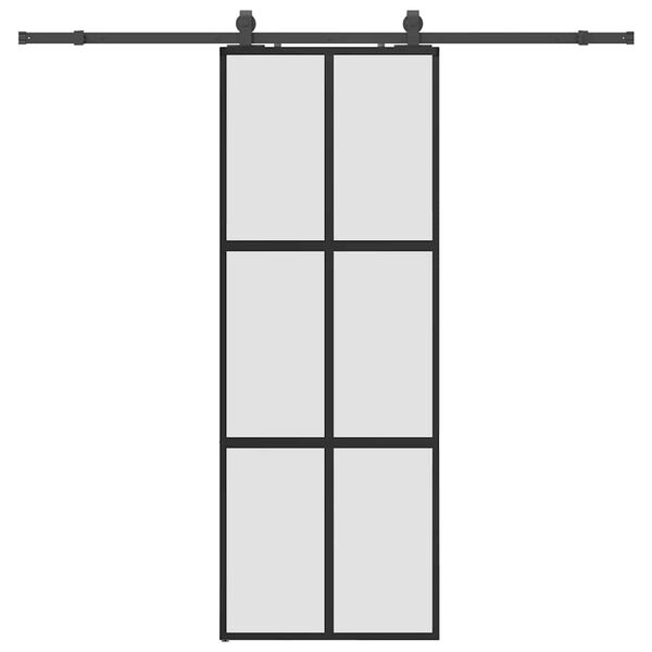 vidaXL Porte coulissante kit quincaillerie noir 76x205 cm verre tremp&eacute;