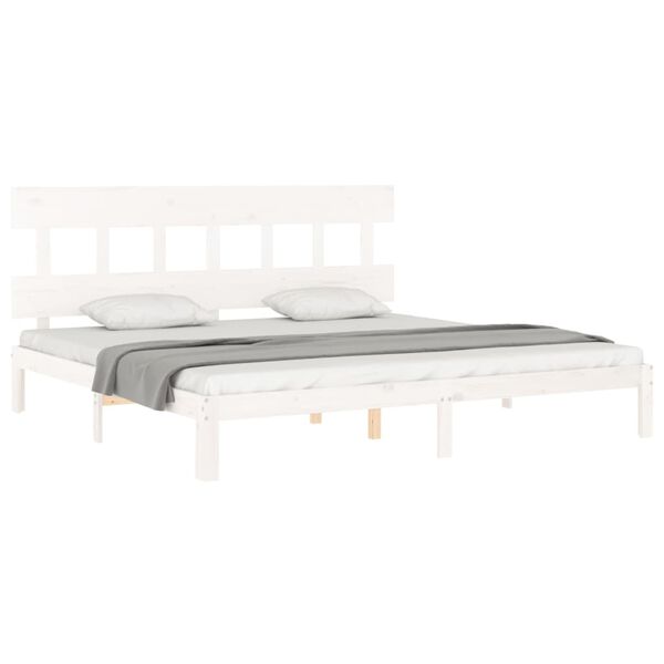 vidaXL Cadre de lit sans matelas blanc 200x200 cm bois massif de pin