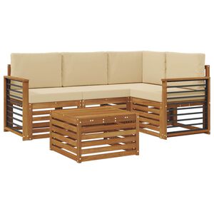vidaXL Ensemble de canap&eacute;s d'ext&eacute;rieur 5 pc Naturel et Beige Polyester