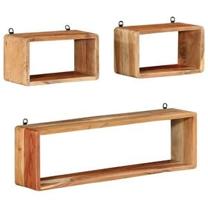 vidaXL Ensemble d'&eacute;tag&egrave;res murales cube 3 pcs Bois d'acacia solide