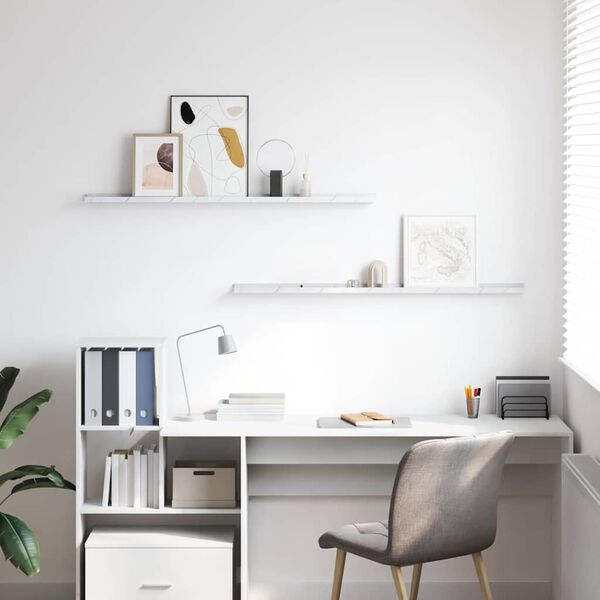 vidaXL &Eacute;tag&egrave;re Murale avec &eacute;tag&egrave;re 2 pcs Marbre blanc 115 x 9 x 3 cm