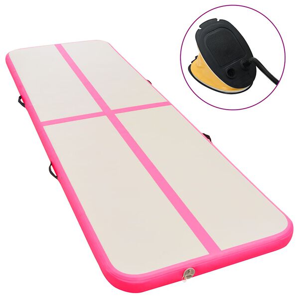 vidaXL Tapis gonflable de gymnastique avec pompe 400x100x10cm PVC Rose