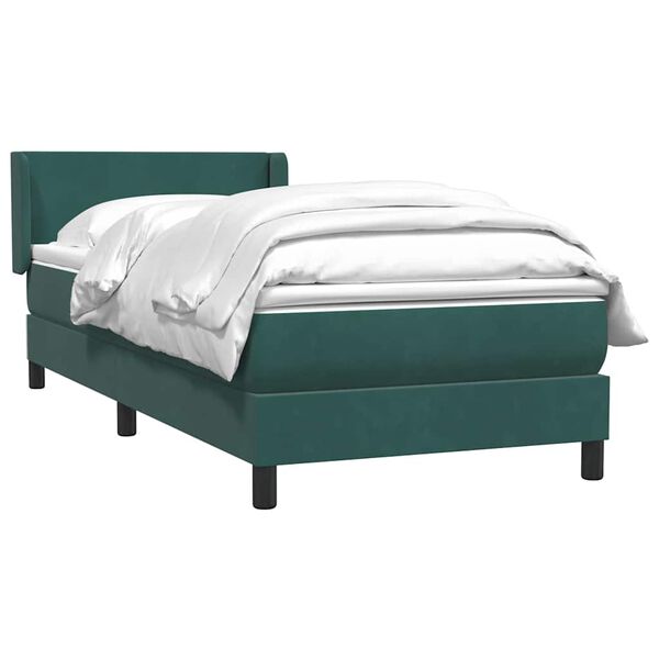 vidaXL Sommier &agrave; lattes de lit et matelas vert fonc&eacute; 90x210 cm velours