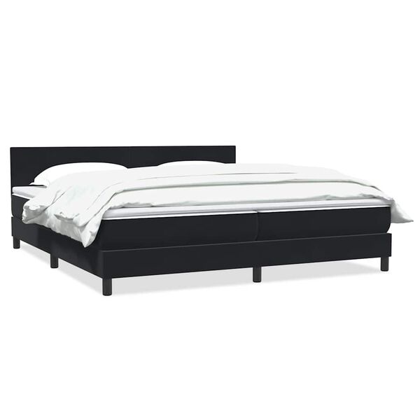 vidaXL Sommier &agrave; lattes de lit avec matelas noir 180x210 cm velours