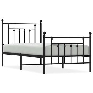 vidaXL Cadre de lit m&eacute;tal sans matelas avec pied de lit noir 90x190 cm