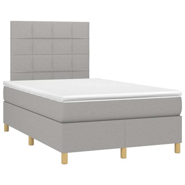 vidaXL Sommier &agrave; lattes de lit et matelas gris clair 120x190 cm tissu