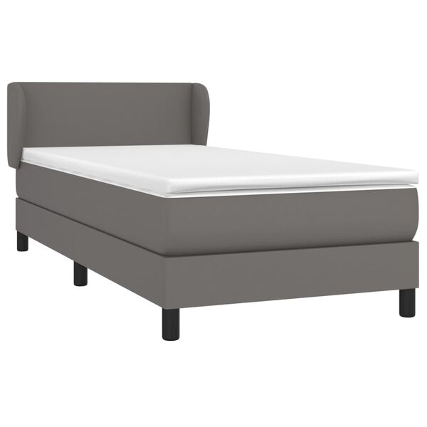 vidaXL Sommier &agrave; lattes de lit avec matelas Gris 100x200 cm Similicuir
