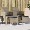 vidaXL Canapé de jardin 2 places avec table tabourets gris clair rotin