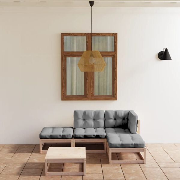 vidaXL Salon de jardin 5 pcs avec coussins Bois de pin massif