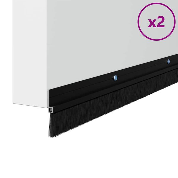 vidaXL Brosses d'&eacute;tanch&eacute;it&eacute; pour porte &agrave; visser 2 pcs Noir 100 cm