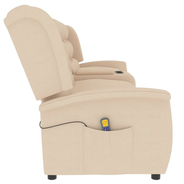 vidaXL Fauteuil de massage inclinable et porte-gobelet 4 places crème