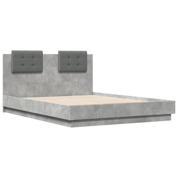 vidaXL Cadre de lit avec LED sans matelas gris b&eacute;ton 120x190 cm
