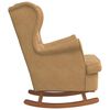 vidaXL Fauteuil &agrave; bascule &agrave; oreilles en velours marron bois massif