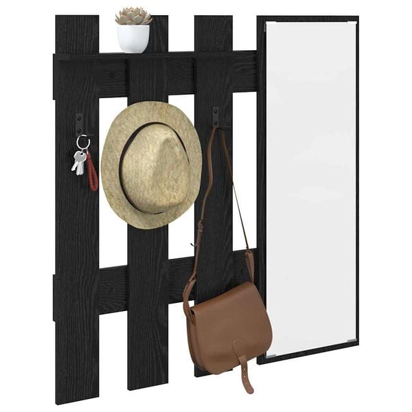 vidaXL Porte-manteau mural Montage mural Ch&ecirc;ne noir 100 x 10 x 100 cm