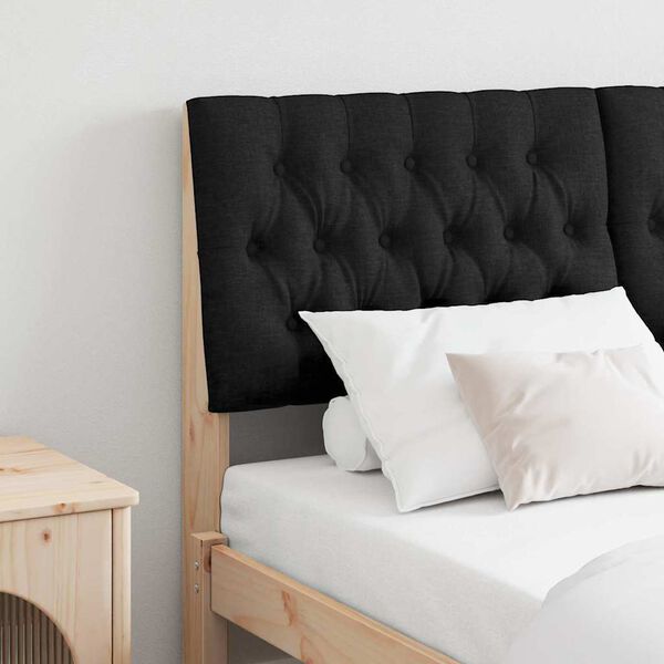 vidaXL T&ecirc;te de lit capitonn&eacute;e Noir 135 cm Pin massif