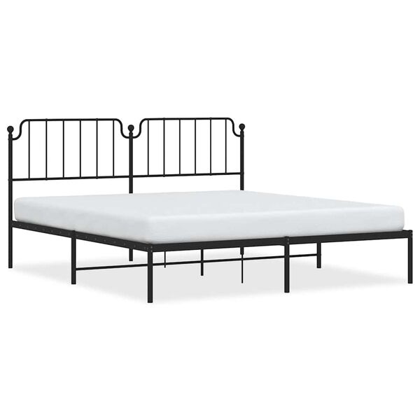 vidaXL Cadre de lit m&eacute;tal sans matelas avec t&ecirc;te de lit noir 183x213cm