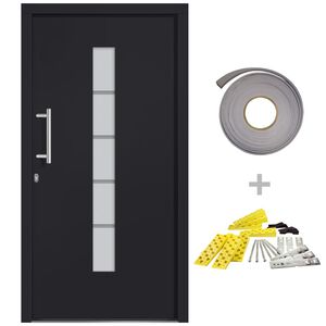 vidaXL Porte d'entr&eacute;e Aluminium et PVC Anthracite 110x210 cm