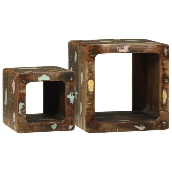 vidaXL Meuble TV 2 pcs Multicolore bois de récupération massif