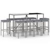 vidaXL Ensemble de bar de jardin 11 pcs avec coussins gris poly rotin
