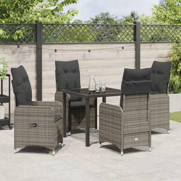 vidaXL Ensemble de salle à manger pour jardin 5 pcs Gris Poly rotin