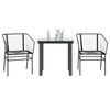 vidaXL Ensemble à manger de jardin 3 pcs noir résine tressée verre