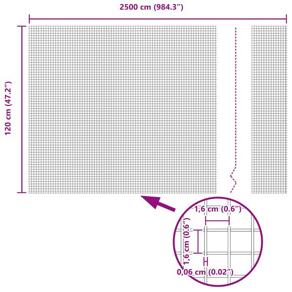 vidaXL Clôture en fil soudé Argent 1.2 x 25 m Acier